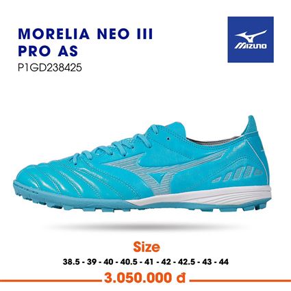 Giày Bóng Đá Mizuno Morelia neo III Pro Xanh Ngọc Bạc